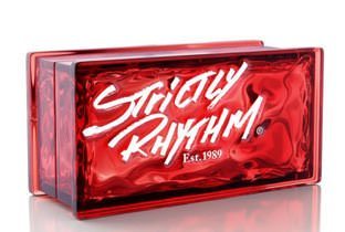 Strictly Rhythm logo on a red brick