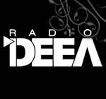 Radio DEEA white logo on black background